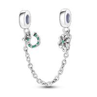Plata de Ley 925, 1 pieza, patrón de pie de perro y cadena de seguridad de hueso, apto para pulsera con dijes originales de 3mm, colgante de plata para mujer, joyería - details 15