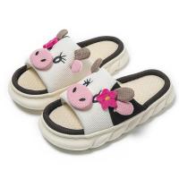 Zapatillas de mujer de lino con suela gruesa de vaca, cómodas zapatillas de algodón para el hogar, con tacón plano, antideslizantes, para interior, invierno, 2024 - details 3