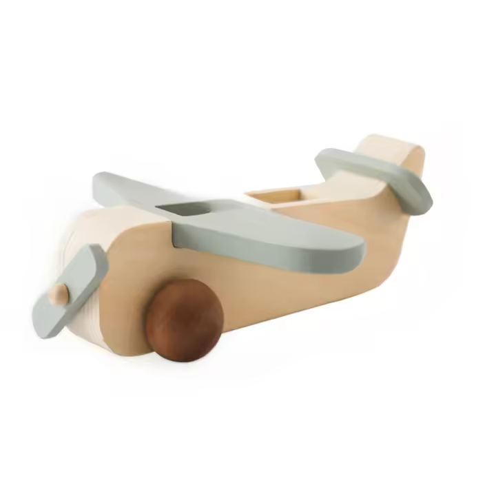 Bloques de construcción de madera Montessori para bebé, juguetes de avión, modelo tripulado, adorno de madera, juguetes - 1