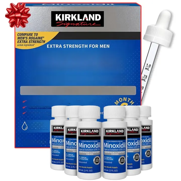 Minoxidil para hombres Paquete de tratamiento líquido extra fuerte para el crecimiento del cabello 5%, suministro de 6 meses - Aplicador cuentagotas y guía adicional gratuita incluida - 1