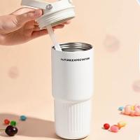 Taza de agua con pajita para coche de acero inoxidable 316, botella de agua aislada de doble bebida de 750ML, botella termo de gran capacidad a prueba de fugas - details 11