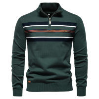Suéter de punto medio para hombre, tops casuales a rayas, otoño e invierno - details 1