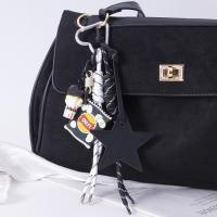 LLavero de palomitas de maíz y patatas fritas en forma de estrella, colgante de bolsa de cuerda trenzada hecha a mano de PU, llavero de estrella de cuero tejido a mano de estilo coreano - details 4