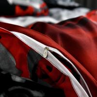 Juego de Cubierta de Edredón con Flores Moradas 3/4 Piezas en Rojo y Negro con Sábana Plana y Ropa de Cama de Lujo para Mujer y Niña - details 14