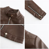 Chaquetas de piel sintética para mujer, abrigo ajustado con cremallera para motocicleta, abrigo corto de PU para motorista - details 18