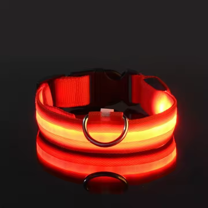 Collar LED para Perros Seguridad Nocturna Intermitente que Brilla en la Oscuridad - 1