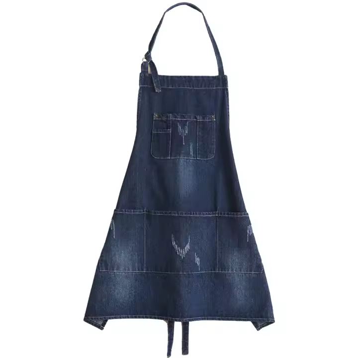 Delantal vaquero sencillo, uniforme unisex, apto para cocinar, belleza, uñas, café. - 1