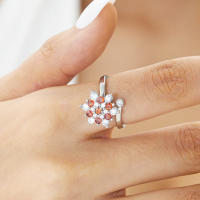 Anillo giratorio de flor de molino de viento con copos de nieve de circonio de cristal a la moda para mujeres y niñas, joyería para fiesta, regalo antiestrés - details 24