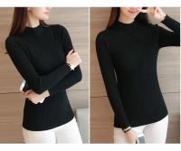 Suéter con volantes y cuello simulado para mujer, jerséis lisos de punto de manga larga, suéter informal a rayas para mujer, Otoño Invierno 2023 - details 2