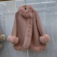 2025 abrigo de piel auténtica chaqueta de invierno para mujer cuello de piel de zorro Natural lana de Cachemira cálida prendas de vestir exteriores para mujer ropa de calle moda - details 3