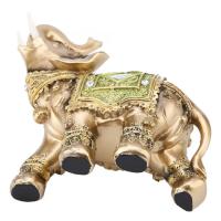 S M L Feng Shui latón Color resina elegante elefante tronco estatua riqueza suerte estatuilla decoración del hogar regalo - details 5