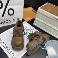 Botas Martin de cabeza grande de cuero europeo para mujer, nueva solapa retro, dos botones de desgaste, botas muffin amarillas grandes de suela gruesa, botas de herramientas - details 4