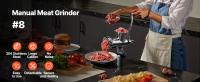Picadora de carne manual SucceBuy, picadora manual de acero inoxidable 304 con abrazadera de mesa, máquina para hacer salchichas con dos placas de corte y tubo de llenado, picadora de alimentos para preparar carne de res, cerdo y chile - details 0