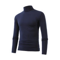 Camiseta de manga larga con cuello medio alto para hombre, Jersey informal de Color sólido, ropa interior - details 27