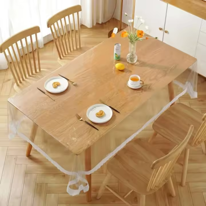 ENCE Mantel transparente de PVC, vinilo, impermeable, resistente al aceite, mesa de comedor rectangular, mantel de cocina - 1