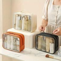 Bolsa De Cosméticos Transparente De Cuero Sintético, Bolsa De Almacenamiento De Cosméticos Portátil De Gran Capacidad - details 2