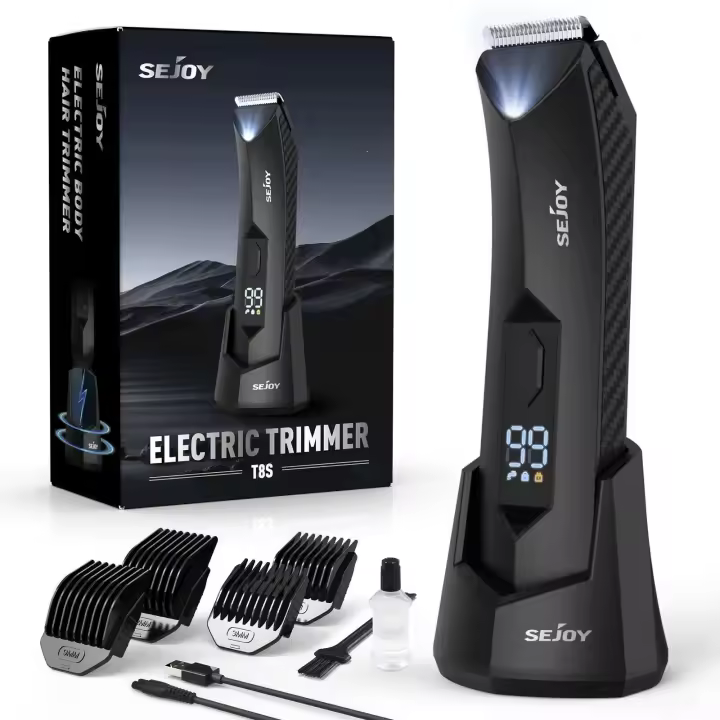 Sejoy 6 en 1 Kit de barba eléctrica para hombres y mujeres, recortador de pelo de nariz, afeitadora de cejas, afeitadora corporal portátil IPX5 - 1