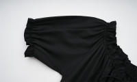 Nuevo vestido irregular retro europeo y americano, vestido con cordón medieval victoriano de manga corta con cuello de una palabra - details 15