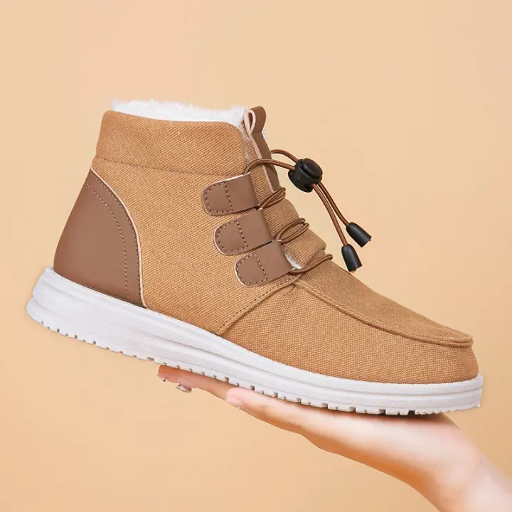 5 pares de zapatos de nieve de un pedal con banda elástica para estudiantes cálidos de tubo medio de algodón - 1