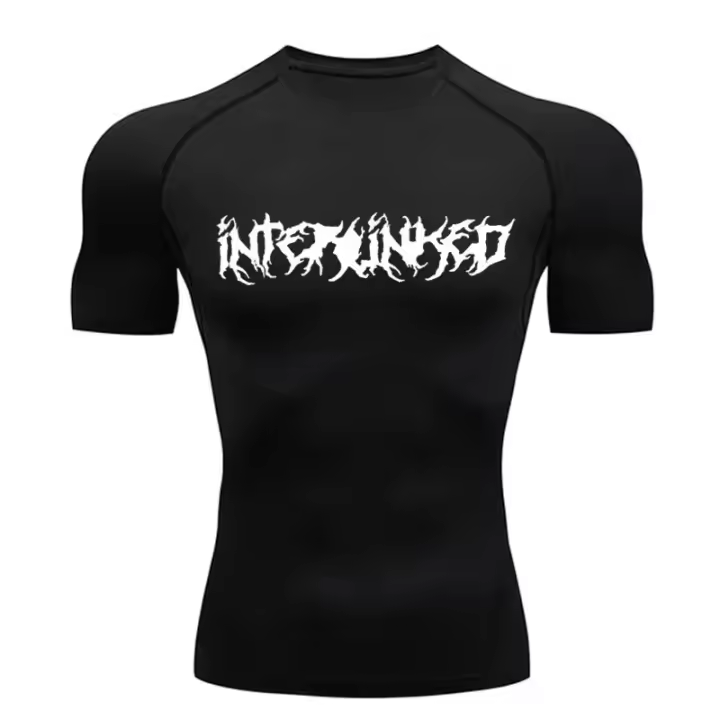 Camiseta de verano para hombre, camisa de manga corta, negra, para deportes, secado rápido, uso en gimnasio y fiestas - 1