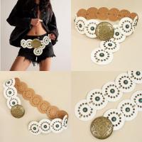Cinturón de disco bohemio ancho exagerado con remaches, pretina de cuero occidental ajustable Y2k turquesa para mujer, cinturón Vintage para chica picante - details 12