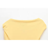 Elegante Vestido de Verano Largo TRAFZA 2025 Vestido Amarillo con Cuello Redondo y Pliegues, Sin Mangas con Cremallera - details 4