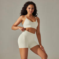 Conjunto Deportivo de Yoga sin Costuras para Mujeres Sports Bra Sin Mangas, Pantalones Cortos - details 3