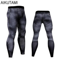 Pantalones de compresión con estampado de piel de serpiente para hombre, mallas transpirables para correr, ropa deportiva de entrenamiento para gimnasio - details 1