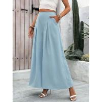 Pantalones Haruku clásicos de verano de pierna ancha sueltos con cintura elástica azul para mujer - details 4