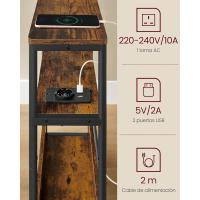 Multienchufe, Mesa Estrecha con 3 Estantes, para Espacios Pequeños con Revistero, para Salón - details 7