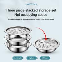 3 unids/set 3 en 1 lavabo de drenaje para lavar verduras con colador, fregadero con cubierta de rallador, lavabo de arroz de gran capacidad - details 14