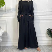 Vestido largo musulmán Abaya Jilbab para mujer, caftán de flores con cremallera de encaje, moda de Color sólido, Abayas de Dubai - details 27
