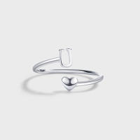 Anillos de Letras para mujer, Plata de Ley 925, A-Z, Iniciales apilables de Nombre, Anillo Abierto con Talla Ajustable - details 19