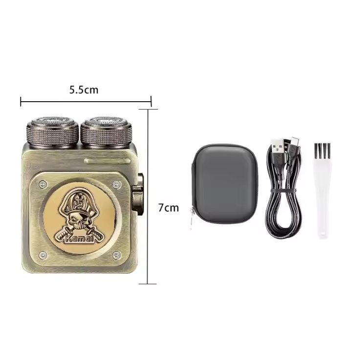 Kemei-Mini Afeitadora eléctrica portátil, diseño de maleta, cortador magnético de doble anillo, afeitadora, recortadora de barba, resistente al agua, recargable por USB - 1