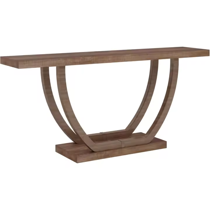 Mesa Consola, Consola de Entrada Industrial, 140 x 30 x 80 cm, Mesa Auxiliar de Pasillo, Mesa de Acento Gruesa para Salón, Marrón Rústico - 1