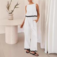 Conjuntos de dos piezas de verano para mujer, tops sin mangas y pantalones largos, trajes casuales para mujer - details 5