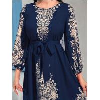 Foto real del vestido de manga larga con estampado digital, moda, bestseller - details 2