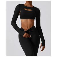 Chaqueta de yoga de manga larga para mujer, entrenamiento, correr, cubierta, gimnasio, top - details 0