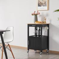 Carro de Cocina Carrito de Servicio con Ruedas Carro Auxiliar con Espacio de Almacenamiento Carro Cocina Comedor Hogar Negro - details 3