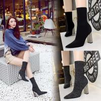 Estilo 2024 de las botas de las mujeres de los zapatos de fiesta puntiagudos atractivos al aire libre del tobillo grueso de moda - details 4