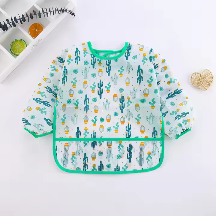 Baberos impermeables de dibujos animados para bebé, delantal de alimentación de manga larga, accesorios para bebé de 0 a 3 años - 1
