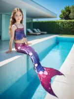 Traje de baño de sirena para niños de tres piezas grandes, medianas y pequeñas niñas princesa falda cambio gradual color fiesta rendimiento traje bikini traje de baño dividido - details 9