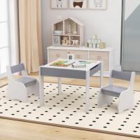 Juego de mesa y silla infantil 4 en 1, mesa infantil de madera con 2 sillas, manualidades, dibujo, lectura, mesa infantil con almacenamiento, pizarra desmontable para guardería (verde) - details 33