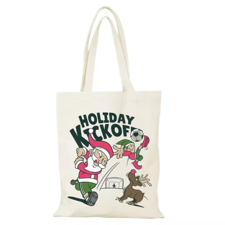 Regalo de Año Nuevo, bolso de mano para mujer, bolso de compras de Feliz Navidad para mujer, bolso de mano de dibujos animados para hombre, bolsos de tela para mujer, bolsos de compras ecológicos - 1