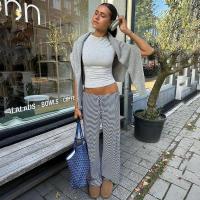 Pantalones de punto de pierna ancha a rayas con cintura elástica para mujer, novedad en la moda 2025 - details 26