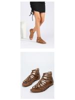 Sandalias de mujer sencillas de verano para vacaciones en la playa, nuevas, retro, con cremallera trasera plana, estilo étnico bohemio romano - details 2