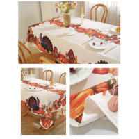 Mantel de mesa de calabaza de pavo divertido, cubierta de mesa rectangular, decoración para cena de Acción de Gracias y Navidad - details 2