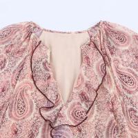 PB & ZA 2025, vestido holgado de manga larga con decoración en capas estampada con cuello en V, falda larga, novedad de verano, ropa para mujer - details 12