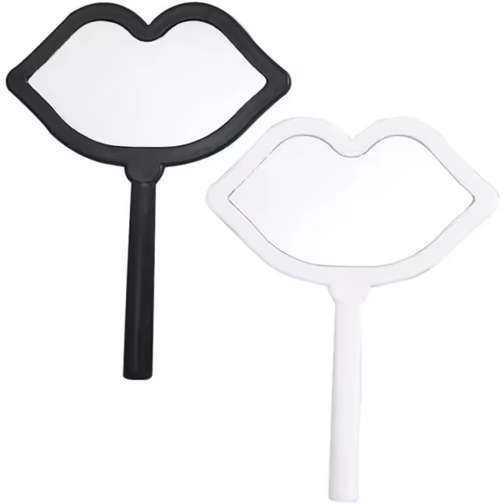 Espejo de mano con forma de labios para maquillaje, accesorio cosmético de plástico para viaje, 2 piezas - 1