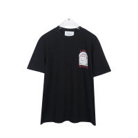 Camiseta Deportiva de Algodón Puro para Hombres Cuello Redondo, Estampado de Logotipo Delantero, Estilo Casual para el Verano - details 0
